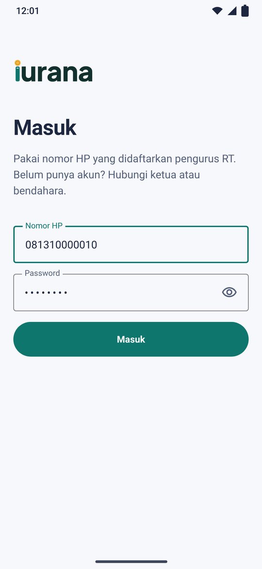 Contoh layar aplikasi: Memasang aplikasi & masuk